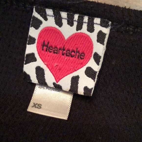 💔 Heartache Henley Crystal Heart embellished front and back long sleeve top - Picture 5 of 8
